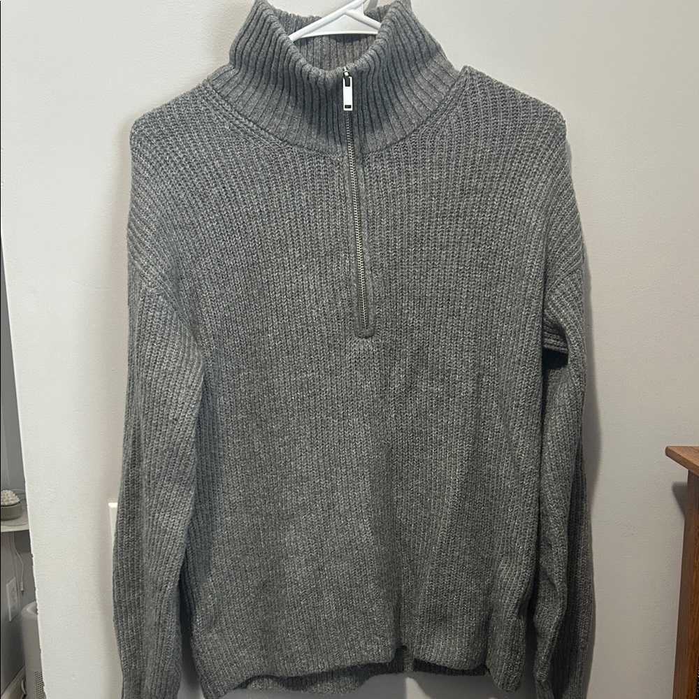 Women’s Gray Half-Zip Sweater